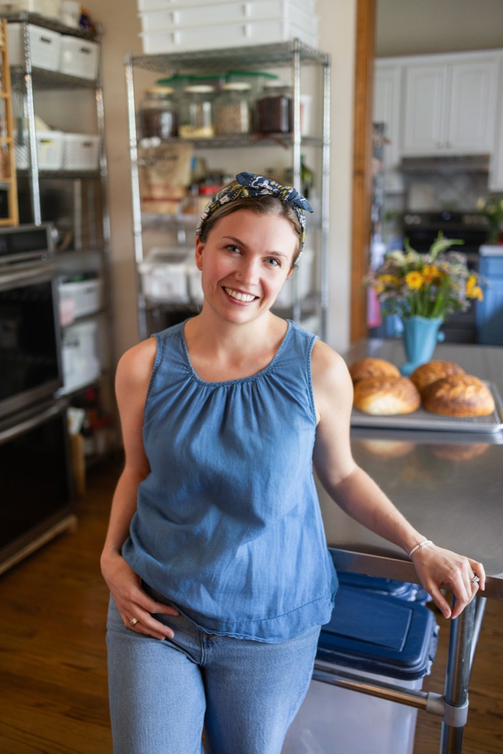 Working through the business side at the kitchen counter